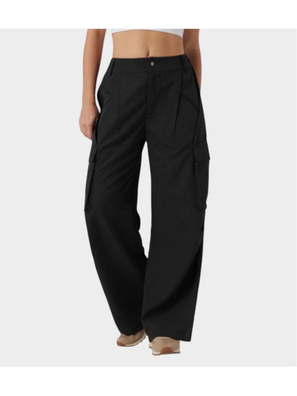 Size L (Tall) Halara Mid Rise Button Zipper Wide Leg Baggy Casual Cargo Pants